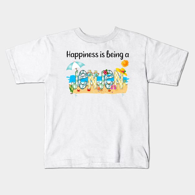 Happiness Is Being A Jenjen Summer Beach Happy Mother's Day Kids T-Shirt by KIMIKA